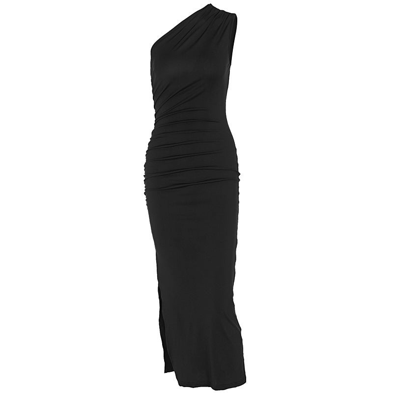 Nouvelle robe d’été ajustée sans manches et à épaules fendues