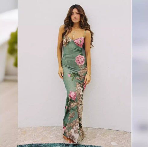 Robe caraco simple et élégante à col en V et dos nu