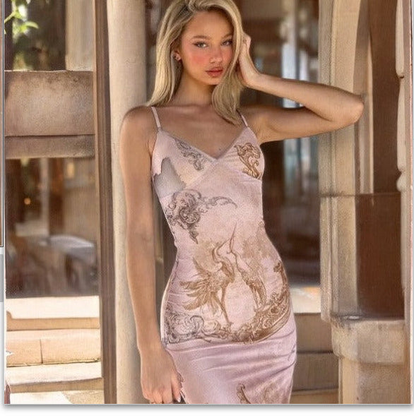 Robe caraco simple et élégante à col en V et dos nu