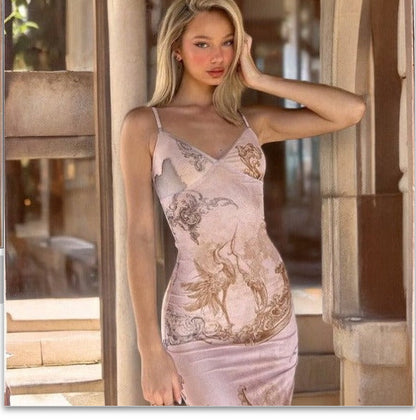 Robe caraco simple et élégante à col en V et dos nu